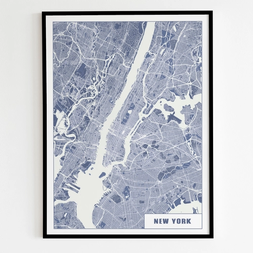 Individueller Stadtplan von New York City als Kunstdruck Poster im Rahmen Leinwand 1c
